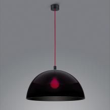 Helestra DORO Hängeleuchte in Schwarz mit roter Zuleitung aus Aluminium und Acrylglass