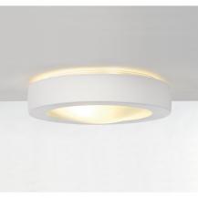 Runde moderne Deckenleuchte rund mit Lichtkranz aus weissem bemalbaren Gips SLV 148001