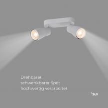 SLV 1008372 PURI 2.0 DOME Double Long Wand- und Deckenleuchte, 2 x GU10 max. 6 W, grau