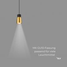 SLV 1008263 PURI 2.0 DOME 1-Phasen-Pendelleuchte GU10, 200 cm, Schwarz/Gold