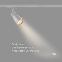 SLV 1008253 PURI 2.0 DOME Schienenstrahler GU10 grau, 1-Phasen, max. 6W, dreh- und schwenkbar