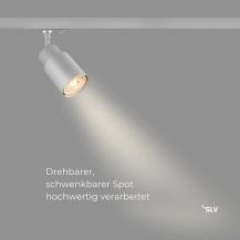 SLV 1008245 PURI 2.0 TUBE Schienenstrahler GU10 grau, 1-Phasen, max. 6W, dreh- und schwenkbar
