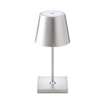 Sigor Mini Akku-Tischleuchte NUINDIE rund silber dimmbar 25cm IP54 In- & Outdoor