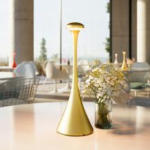 Sigor Akku-Tischleuchte Nudrop rund goldfarben dimmbar Flex-Mood 2200K/2700K IP54 In- & Outdoor