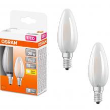 Doppelpack OSRAM LED Classic E14 Kerze RETROFIT MATT 2,5W=25W 2700K warmweißes Licht