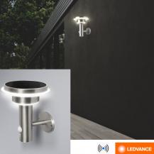 LEDVANCE ENDURA STYLE Solar Wall Sensor Außenwandleuchte LED 6W 3000K IP44 Edelstahl 400lm