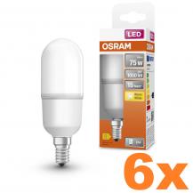 6er Sparset  OSRAM E14 LED STAR kolbenförmiger STICK 9W wie 75W warmweiß