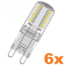 6er Sparset  OSRAM LED PIN G9 Stiftsockel 2,6W wie 30W warmweißes Licht 2700K