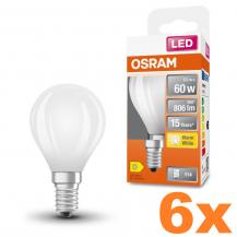 6er Sparpack OSRAM E14 LED Leuchtmittel STAR RETROFIT matt 5,5W wie 60W warmweißes Licht