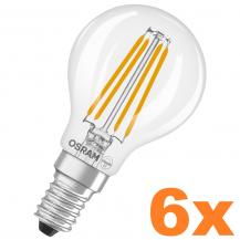6er Vorteilspack  OSRAM E14 LED SUPERSTAR FILAMENT klar dimmbar 5,5W wie 60W warmweiße Wohnraumbeleuchtung