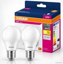 2er-Pack OSRAM LED VALUE CLASSIC A 60 E27, 8,5 W wie 60 W, 806 lm, 3000 K warmweiß, matt