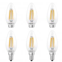 6er Set OSRAM E14 LED SUPERSTAR Classic  FILAMENT Lampe klar dimmbar Kerzenform 5,5W wie 60W warmweißes Licht