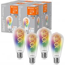 4er Pack  LEDVANCE SMART+ E27 WiFi Filament Edison 40 Multicolour Lampe 4,8W wie 40W Tunable White & RGBW