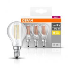 3er Pack Osram E14  BASE LED Leuchtmittel Filament 4W wie 40W Warmweiße Wohnungsbeleuchtung