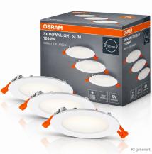 3er Set LED Spot and Downlight Recess Slim 120mm 8W 840 Weiß Einbauleuchte - Einbaudurchmesser 105mm, Einbautiefe 35mm