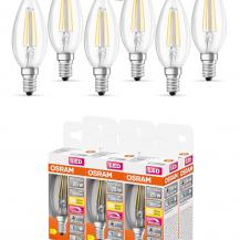 6er Sparset OSRAM E14 Kerzen LED Lampe SUPERSTAR+ CLASSIC klar dimmbar 2,2W wie 25W warmweißes Licht & hohe Farbwiedergabe