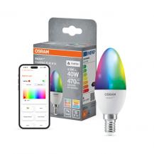 OSRAM E14 SMART+ MATTER Classic B40 LED-Lampe 4,9W wie 40W Multicolor 2700-6500K - Matter over WiFi, App- und Sprachsteuerung, 16 Mio. Farben