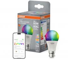 OSRAM B22D SMART+ MATTER Classic A60 LED-Lampe 9W Wie 60W Multicolor 2700-6500K - Matter over WiFi, App- und Sprachsteuerung, 16 Mio. Farben