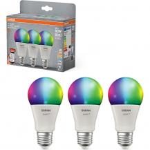 3er Pack OSRAM E27 SMART+ MATTER Classic LED-Lampe 9W wie 60W Multicolor 2700-6500K - Matter over WiFi, App- und Sprachsteuerung