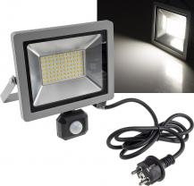 ChiliTec LED-Fluter SlimLine "CTF-SLT50 PIR" 50W, IP44, 5220lm, 4000K, Bewegungsmelder