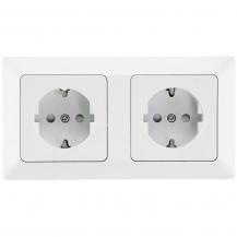 ChiliTec MILOS Set 2 Steckdosen + 2-fach Rahmen 250V~/ 16A, Steckanschluss, Matt-weiß