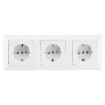 ChiliTec MILOS Set 3 Steckdosen + 3-fach Rahmen 250V~/ 16A, Steckanschluss, Matt-weiß