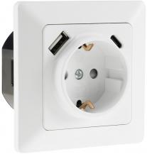 ChiliTec MILOS Schutzkontakt-Steckdose, matt weiß 230V~/ 16A, Unterputz, USB-C / PD