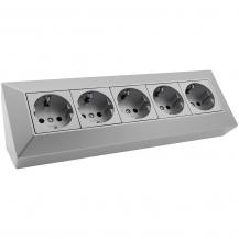ChiliTec 5-fach Steckdosenblock, silber 250V~/ 16A, Aufbaumontage