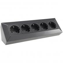 ChiliTec 5-fach Steckdosenblock, anthrazit 250V~/ 16A, Aufbaumontage