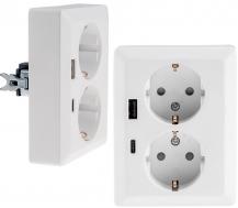 ChiliTec MILOS Schutzkontakt-Steckdose 2-fach 250V~/ 16A, 1x UP, USB A+C/PD, weiß matt