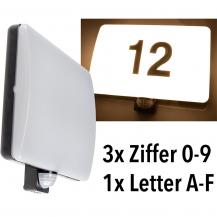 ChiliTec LED Wandleuchte "PADAR" mit PIR-Sensor IP65, 20W, mit Hausnummer & Buchstaben