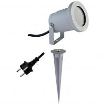 EVN Gartenspot silber IP54 für GU10 Leuchtmittel mit 1,5m Zuleitung mit Schutzkontaktstecker