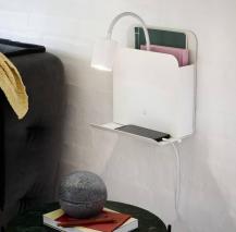 Nordlux USB Roomi Wandleuchte in Weiss mit Magazinfach