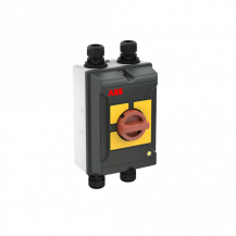 ABB OTA100GS3YX ATEX EMV-Wartungsschalter, 3-polig 415V AC23 100A, 55kW, mit rot-gelbem Griff Aluminiumgehäuse IP65 Einführung oben und unten