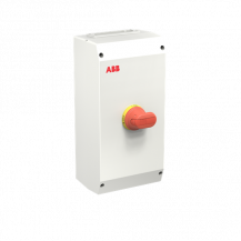 ABB OTP63GBA6B Wartungsschalter, 6-polig 415V AC23 63A, 30kW, mit rot-gelbem Griff Kunststoffgehäuse IP65 Einführung oben und unten