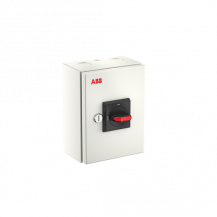 ABB OTL63GT4M Wartungsschalter, 4-polig 415V AC23 63A, 30kW, mit schwarzem Griff Stahlblechgehäuse IP65 Einführung oben und unten