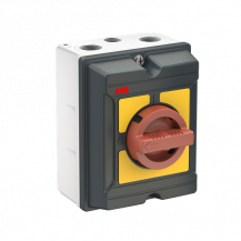 ABB OTA16GS4Y EMV Wartungsschalter, 4-polig 415V AC23A 16A, 7,5kW mit rot-gelbem Griff Aluminiumgehäuse IP65 Einführung oben und unten