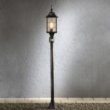 Landhausstil Wegeleuchte mit Bewegungsmelder schwarz/silber in Bleikristalloptik