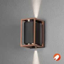 Aktion: Nur noch angezeigter Bestand verfügbar - Konstsmide 424-759 Vale Wandleuchte schwarz und kupferfarben lackiertes Aluminium, klares Glas, individuell verstellbarer Lichtaustritt 0-85°
