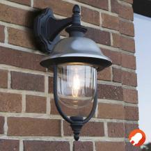 Konstsmide 7240-000 Parma Wandleuchte Edelstahl 304 Lampendach, schwarz lackiertes Aluminium, klares Acrylglas