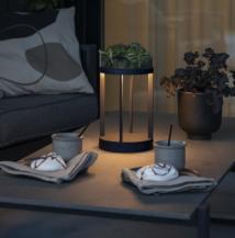 Tragbare Tischleuchte CHIETI in Grau In&Out aus Aluminium & Glas dimmbar IP54 von Konstsmide