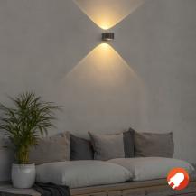 Up & Down LED Kristall-Linsen Wandleuchte GELA aus Aluminium mit High Power in Anthrazit IP54 von Konstsmide