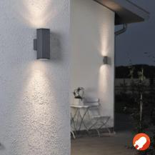 Konstsmide 7907-370 Monza Wandleuchte Anthrazitfarben lackiertes Aluminium, klares Glas, Reflektor