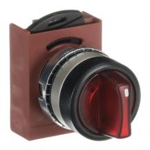 ABB P9MSLZ1R Wahlschalter 3 Pos rot, bel kurzer Griff, 3 Pos: -45˚ / 0˚ / 45˚ 45˚ verrastend / -45˚ Rückzug nach 0˚, Kontakthalter und Kontermutter