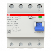 ABB F204 A-40/0.03 110V FI-Schalter Typ A 110V RCCB, 4P, 40A, 30mA, f.110V AC-Netz