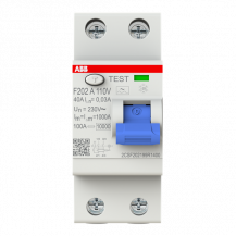 ABB F202 A-40/0.03 110V FI-Schalter Typ A 110V RCCB, 2P, 40A, 30mA, f.110V AC-Netz