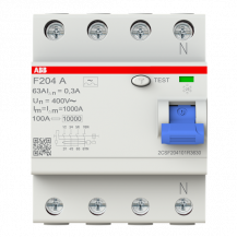 ABB F204 A-63/0.3 FI-Schutzschalter 4P, Typ A, 63A, 300mA