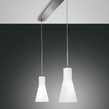2-flammige Diana Pendelleuchte verchromt opalweißes geblasenes Glas von Fabas Luce