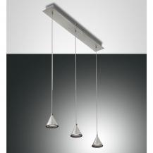 3-flammige Delta LED Pendelleuchte Aluminium satiniert dimmbar mit warmweißem Licht von Fabas Luce