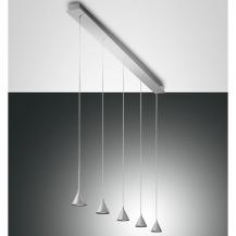 Delta 5-flammige dimmbare LED Pendelleuchte aus Aluminium satiniert mit warmweißem Licht von Fabas Luce